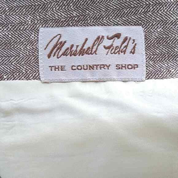 Marshall Field's Country Vintage Tan Herringbone Blazer Pencil 2 PC Skirt Set 8 - Picture 9 of 13